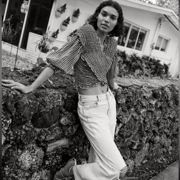 ZARA cropped top with elastic detail navy/white - Picture 4 of 7